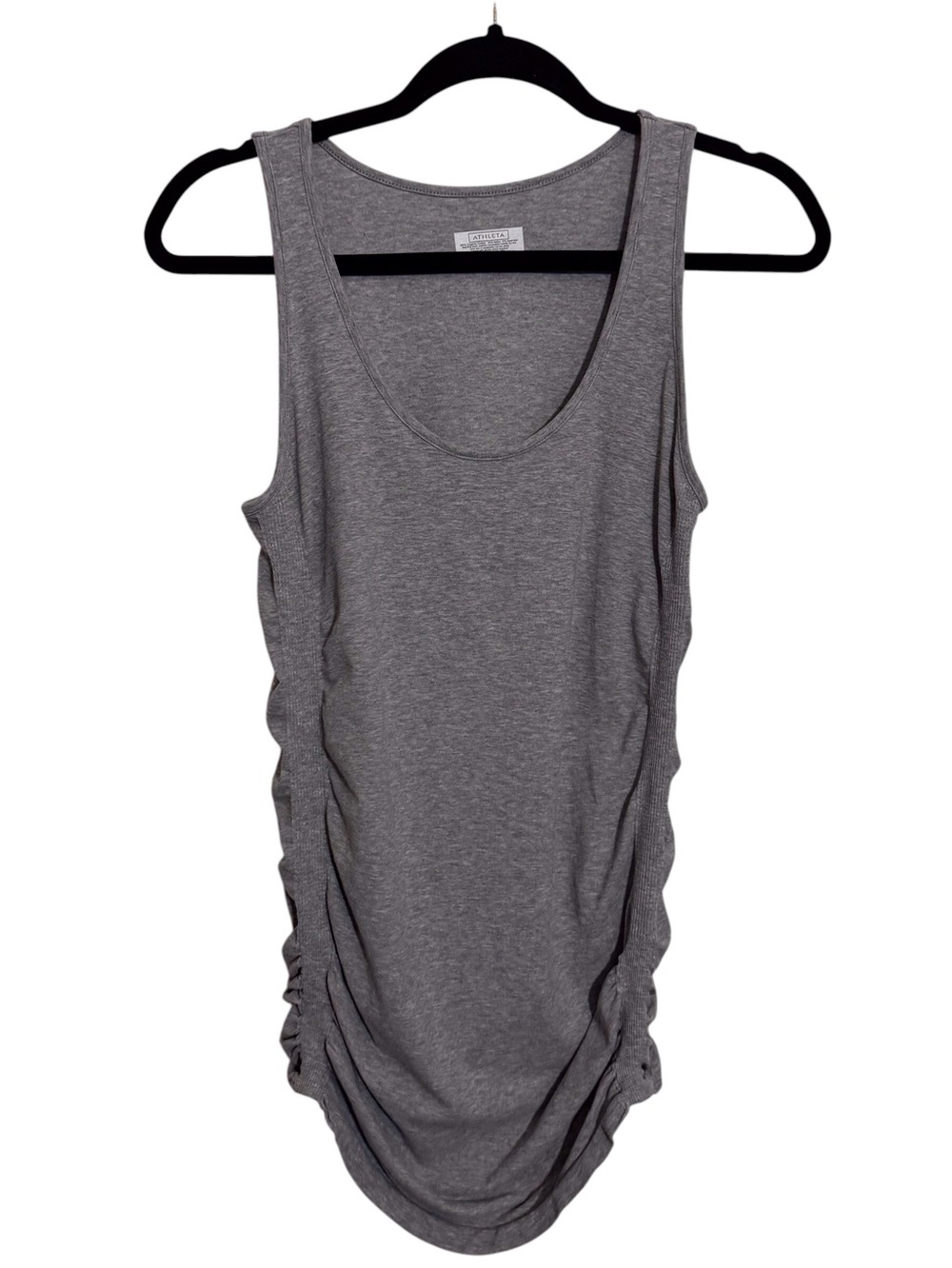 Athleta Size Medium Gray Ruched Pure Tank Top Athletic Lounge Gym Yoga Stretch